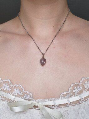 Purple crystal fairy necklace on a dainty small silver chain ✦ whimsical ✦